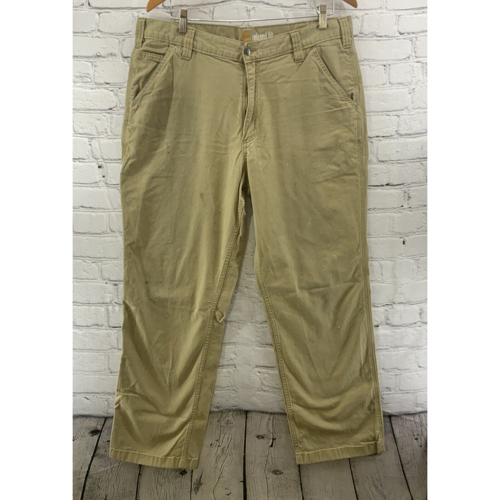 Carhartt Khaki Slacks Mens Sz 38‎ x 32 Relaxed Fit FLAW